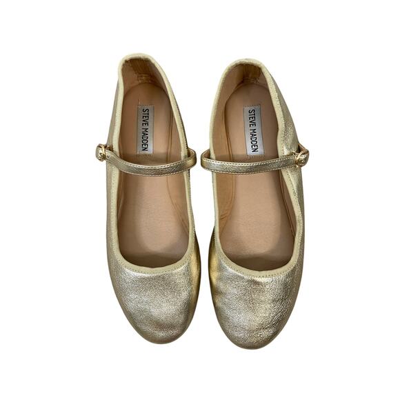 Steve Madden Violette Faux Leather Ballet Flats Slip On Ballerina Gold Size 8.5M - Picture 3 of 11